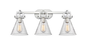 Newton Cone - 3 Light - 27 inch - Satin Nickel - Bath Vanity Light (410-3W-SN-G411-7SDY)