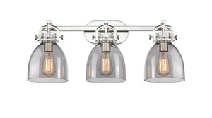 Newton Bell - 3 Light - 27 inch - Polished Nickel - Bath Vanity Light (410-3W-PN-G412-7SM)