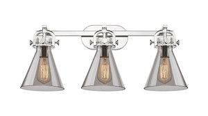 Newton Cone - 3 Light - 27 inch - Polished Nickel - Bath Vanity Light (410-3W-PN-G411-7SM)