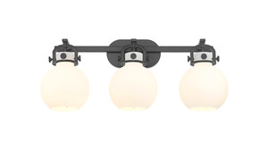 Newton Sphere - 3 Light - 27 inch - Matte Black - Bath Vanity Light (410-3W-BK-G410-7WH)