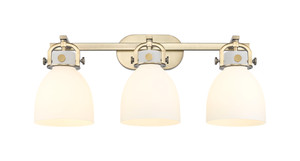 Newton Bell - 3 Light - 27 inch - Brushed Brass - Bath Vanity Light (410-3W-BB-G412-7WH)