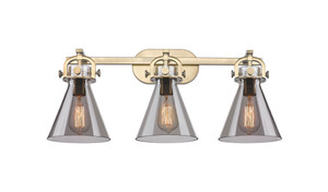 Newton Cone - 3 Light - 27 inch - Brushed Brass - Bath Vanity Light (410-3W-BB-G411-7SM)