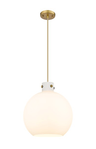 Newton Sphere - 3 Light - 16 inch - Brushed Brass - Cord hung - Pendant (410-3PL-BB-G410-16WH)