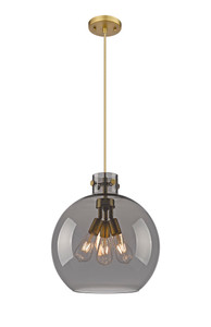 Newton Sphere - 3 Light - 16 inch - Brushed Brass - Cord hung - Pendant (410-3PL-BB-G410-16SM)