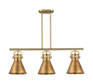 Newton Cone - 3 Light - 42 inch - Brushed Brass - Island Light (410-3I-BB-M411-10BB)