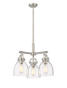 Newton Bell - 3 Light - 21 inch - Satin Nickel - Pendant (410-3CR-SN-G412-7SDY)