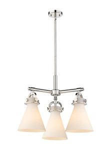 Newton Cone - 3 Light - 21 inch - Polished Nickel - Pendant (410-3CR-PN-G411-7WH)