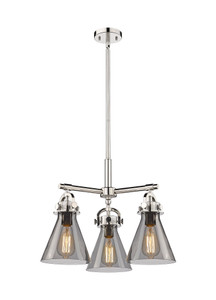 Newton Cone - 3 Light - 21 inch - Polished Nickel - Pendant (410-3CR-PN-G411-7SM)