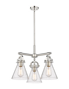 Newton Cone - 3 Light - 21 inch - Polished Nickel - Pendant (410-3CR-PN-G411-7SDY)
