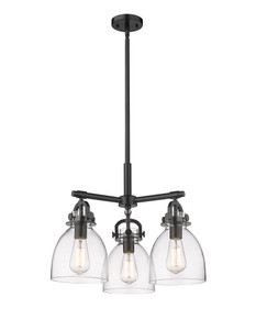 Newton Bell - 3 Light - 21 inch - Matte Black - Pendant (410-3CR-BK-G412-7CL)