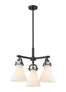 Newton Cone - 3 Light - 21 inch - Matte Black - Pendant (410-3CR-BK-G411-7WH)