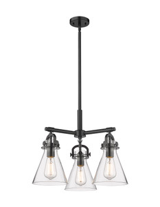 Newton Cone - 3 Light - 21 inch - Matte Black - Pendant (410-3CR-BK-G411-7CL)