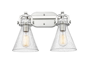 Newton Cone - 2 Light - 17 inch - Satin Nickel - Bath Vanity Light (410-2W-SN-G411-7SDY)