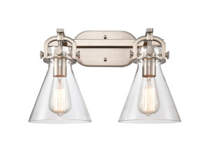 Newton Cone - 2 Light - 17 inch - Satin Nickel - Bath Vanity Light (410-2W-SN-G411-7CL)