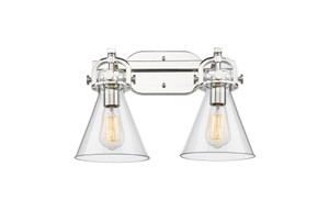 Newton Cone - 2 Light - 17 inch - Polished Nickel - Bath Vanity Light (410-2W-PN-G411-7CL)
