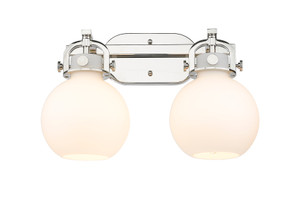 Newton Sphere - 2 Light - 17 inch - Polished Nickel - Bath Vanity Light (410-2W-PN-G410-7WH)