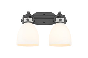 Newton Bell - 2 Light - 17 inch - Matte Black - Bath Vanity Light (410-2W-BK-G412-7WH)