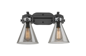 Newton Cone - 2 Light - 17 inch - Matte Black - Bath Vanity Light (410-2W-BK-G411-7SM)