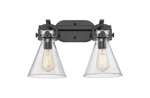 Newton Cone - 2 Light - 17 inch - Matte Black - Bath Vanity Light (410-2W-BK-G411-7SDY)