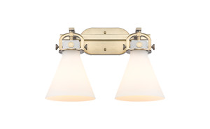 Newton Cone - 2 Light - 17 inch - Brushed Brass - Bath Vanity Light (410-2W-BB-G411-7WH)