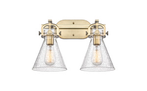 Newton Cone - 2 Light - 17 inch - Brushed Brass - Bath Vanity Light (410-2W-BB-G411-7SDY)