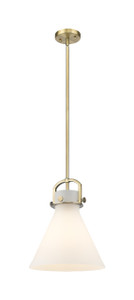 Newton Cone - 1 Light - 12 inch - Brushed Brass - Mini Pendant (410-1SM-BB-G411-12WH)