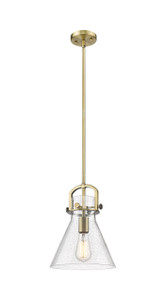 Newton Cone - 1 Light - 10 inch - Brushed Brass - Mini Pendant (410-1SM-BB-G411-10SDY)