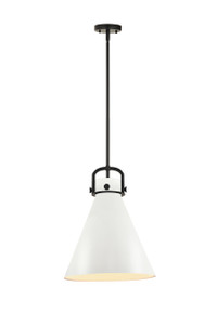 Newton Cone - 1 Light - 14 inch - Matte Black - Pendant (410-1SL-BK-M411-14W)