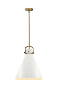 Newton Cone - 1 Light - 18 inch - Brushed Brass - Pendant (410-1SL-BB-M411-18W)