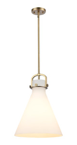 Newton Cone - 1 Light - 14 inch - Brushed Brass - Pendant (410-1SL-BB-G411-14WH)