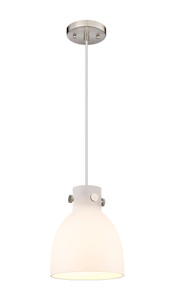 Newton Bell - 1 Light - 8 inch - Brushed Satin Nickel - Cord hung - Pendant (410-1PS-SN-G412-8WH)