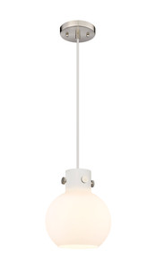 Newton Sphere - 1 Light - 8 inch - Brushed Satin Nickel - Cord hung - Mini Pendant (410-1PS-SN-G410-8WH)