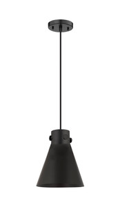 Newton Cone - 1 Light - 8 inch - Matte Black - Cord hung - Pendant (410-1PS-BK-M411-8BK)