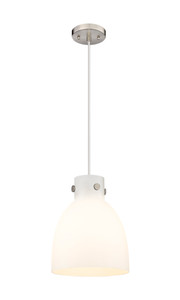Newton Bell - 1 Light - 10 inch - Satin Nickel - Cord hung - Pendant (410-1PM-SN-G412-10WH)