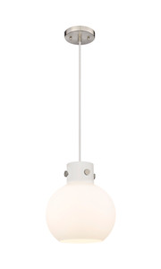 Newton Sphere - 1 Light - 10 inch - Brushed Satin Nickel - Cord hung - Mini Pendant (410-1PM-SN-G410-10WH)