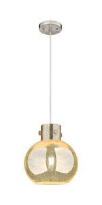 Newton Sphere - 1 Light - 10 inch - Brushed Satin Nickel - Cord hung - Mini Pendant (410-1PM-SN-G410-10ME)
