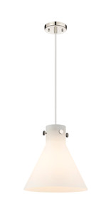Newton Cone - 1 Light - 12 inch - Polished Nickel - Cord hung - Pendant (410-1PM-PN-G411-12WH)