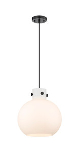 Newton Sphere - 1 Light - 12 inch - Matte Black - Cord hung - Mini Pendant (410-1PM-BK-G410-12WH)