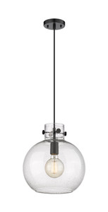 Newton Sphere - 1 Light - 12 inch - Matte Black - Cord hung - Mini Pendant (410-1PM-BK-G410-12SDY)