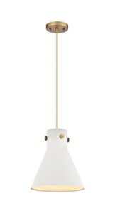 Newton Cone - 1 Light - 10 inch - Brushed Brass - Cord hung - Pendant (410-1PM-BB-M411-10W)