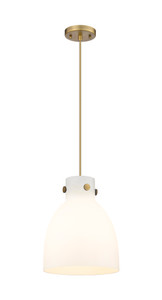 Newton Bell - 1 Light - 10 inch - Brushed Brass - Cord hung - Pendant (410-1PM-BB-G412-10WH)