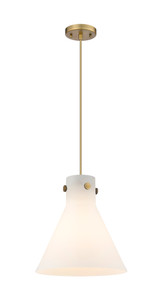 Newton Cone - 1 Light - 12 inch - Brushed Brass - Cord hung - Pendant (410-1PM-BB-G411-12WH)