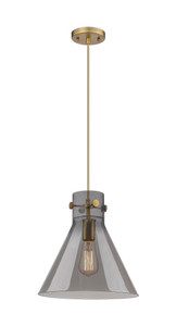 Newton Cone - 1 Light - 12 inch - Brushed Brass - Cord hung - Pendant (410-1PM-BB-G411-12SM)
