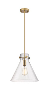 Newton Cone - 1 Light - 12 inch - Brushed Brass - Cord hung - Pendant (410-1PM-BB-G411-12SDY)