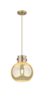 Newton Sphere - 1 Light - 12 inch - Brushed Brass - Cord hung - Mini Pendant (410-1PM-BB-G410-12ME)