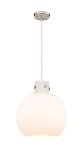 Newton Sphere - 1 Light - 14 inch - Satin Nickel - Cord hung - Pendant (410-1PL-SN-G410-14WH)