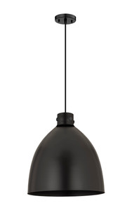 Newton Bell - 1 Light - 18 inch - Matte Black - Cord hung - Pendant (410-1PL-BK-M412-18BK)