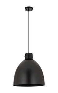 Newton Bell - 1 Light - 16 inch - Matte Black - Cord hung - Pendant (410-1PL-BK-M412-16BK)