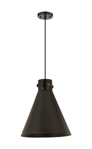 Newton Cone - 1 Light - 14 inch - Matte Black - Cord hung - Pendant (410-1PL-BK-M411-14BK)