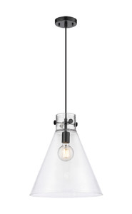 Newton Cone - 1 Light - 14 inch - Matte Black - Cord hung - Pendant (410-1PL-BK-G411-14CL)